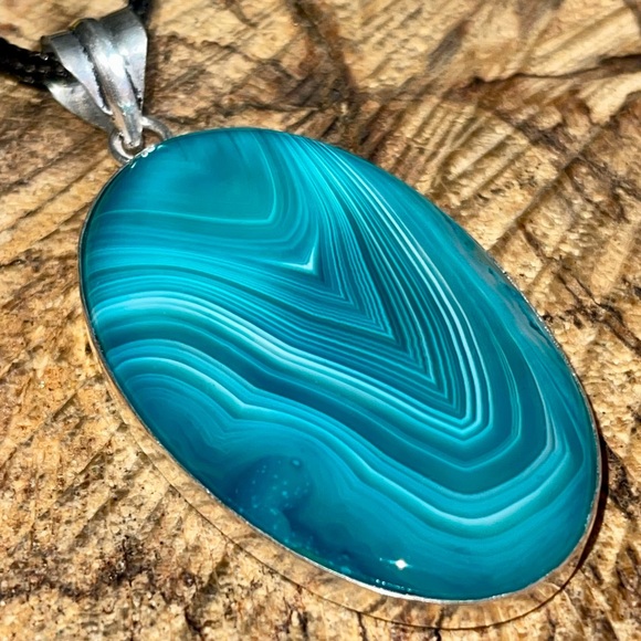Translucent Banded Botswana Agate Pendant 2 1/2” - Picture 6 of 11